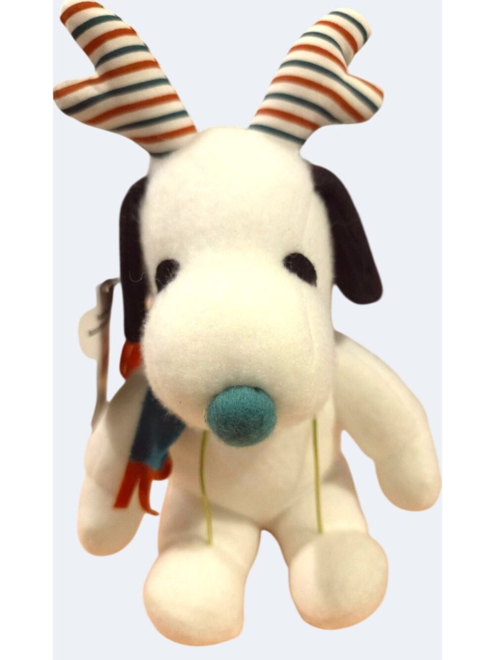 Whitmans Peanuts Snoopy Holiday Plush With Striped Antlers Scarf 7" Collectible